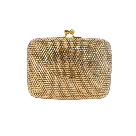Judith Leiber Gold Rhinestone Crystal Micro Clutch - Picture 1 of 16